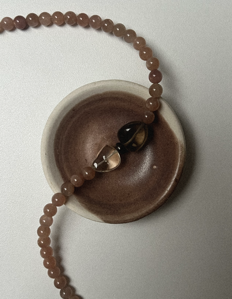 Aerionne - Sunstone & Smoky Quartz Necklace