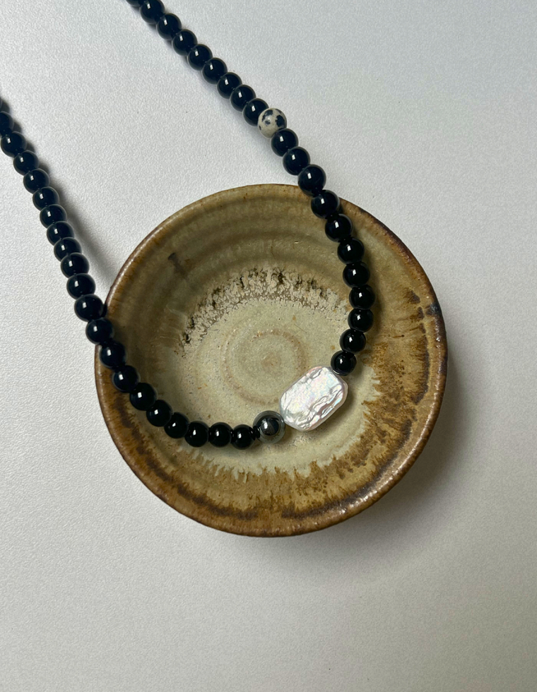 Groundwork 2 - Onyx & Pearl Necklace