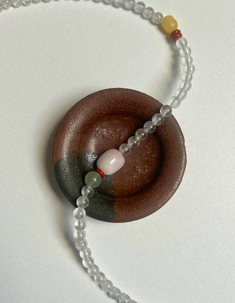 Commonplace 37 – Clear Quartz & Pink Beryl Necklace