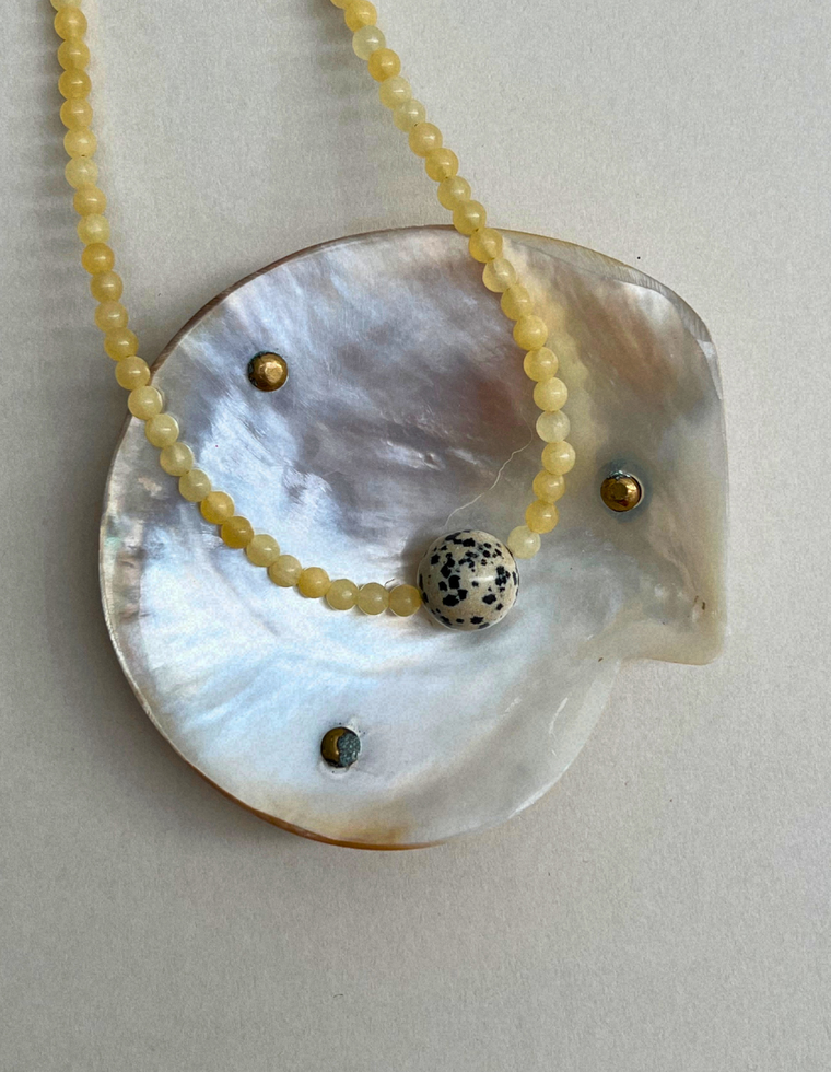 Counterpoint 4 – Yellow Jade & Dalmatian Jasper Necklace