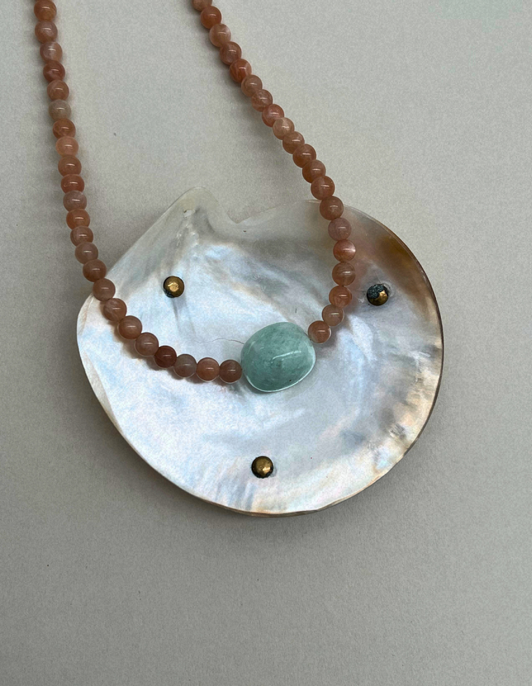 Cairn 5 – Sunstone & Blue Beryl Necklace