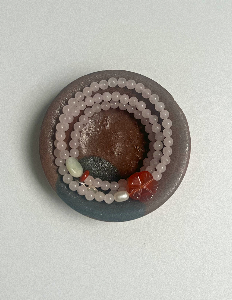 Trove 45 - Rose Quartz & Yellow Agate Necklace