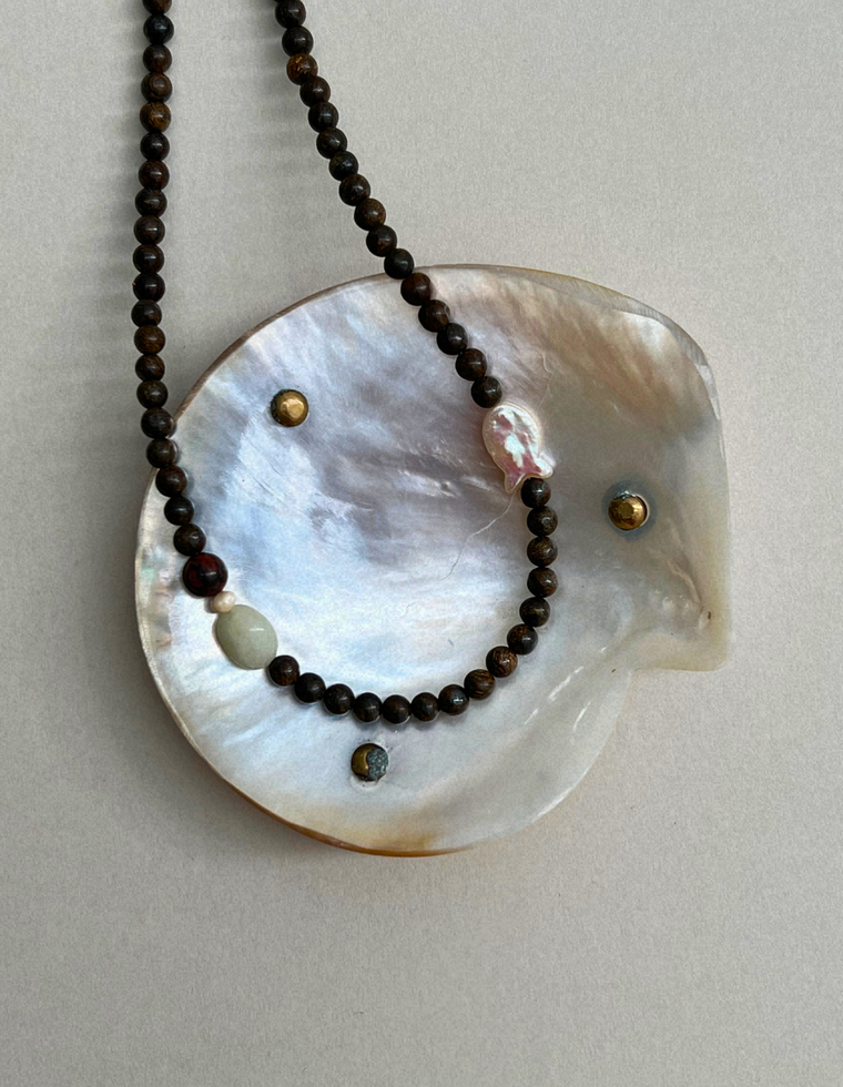 Counterpoint  16 – Bronzite & Pearl Necklace