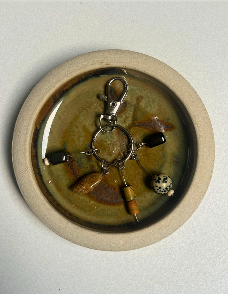 Orbit Charm – Garnet & Dalmatian Jasper