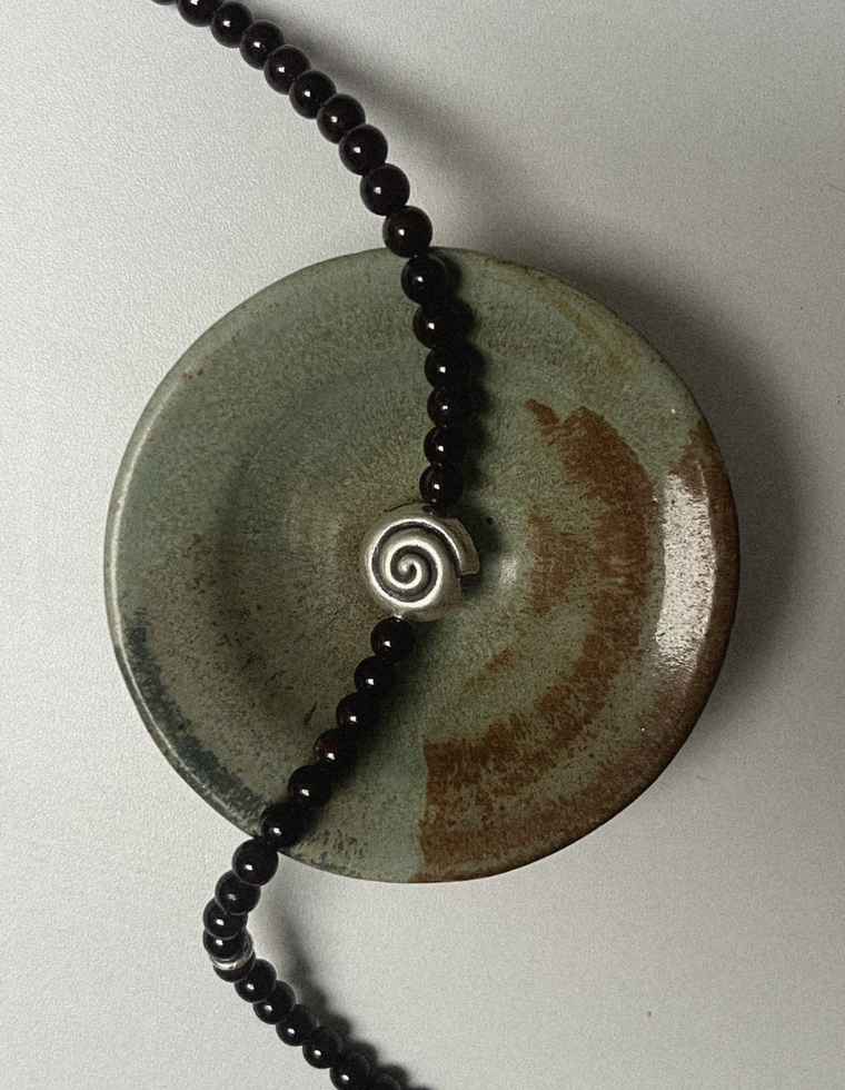 Unfurl 34 - Garnet Spiral Necklace