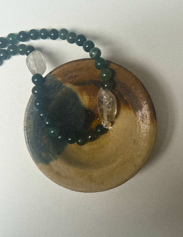 Olythrae - Moss Agate & Garden Quartz Necklace