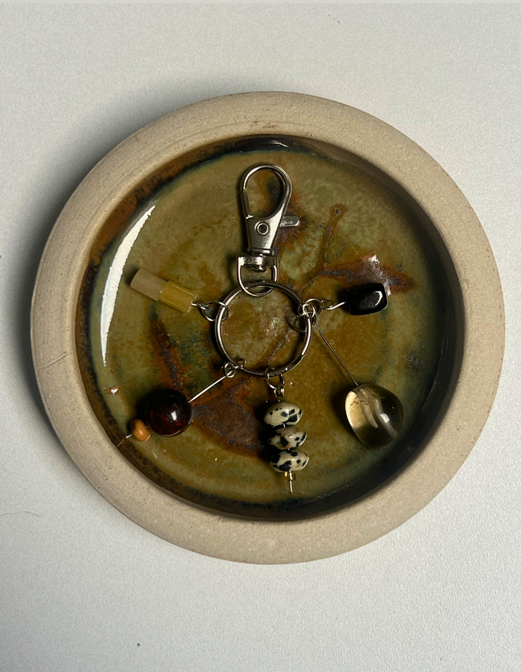 Orbit Charm – Yellow Aventurine & Bloodstone