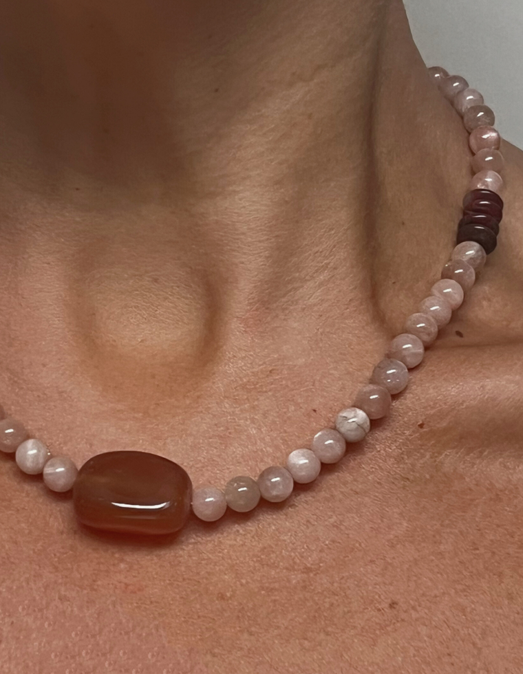 Solmara II - Sunstone & Carnelian Necklace
