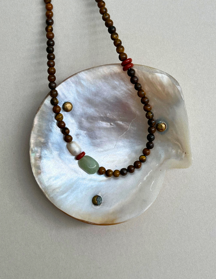 Counterpoint  12 – Tiger's Eye & Bowenite Necklace