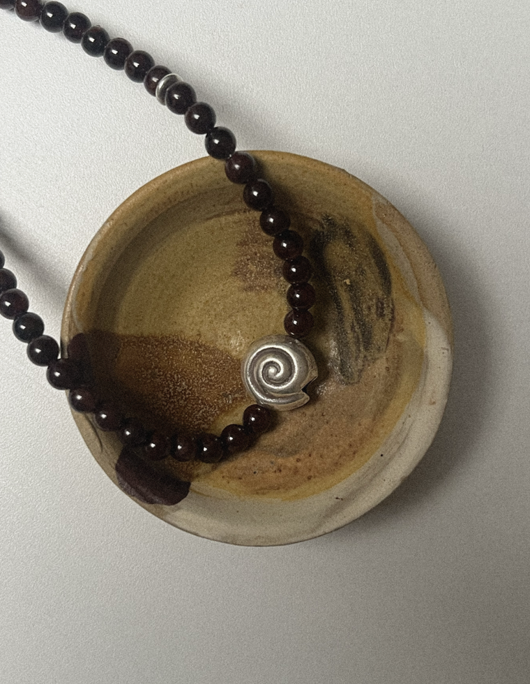 Unfurl 34 - Garnet Spiral Necklace