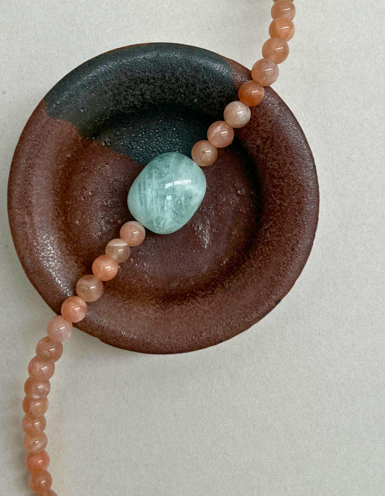 Cairn 5 – Sunstone & Blue Beryl Necklace