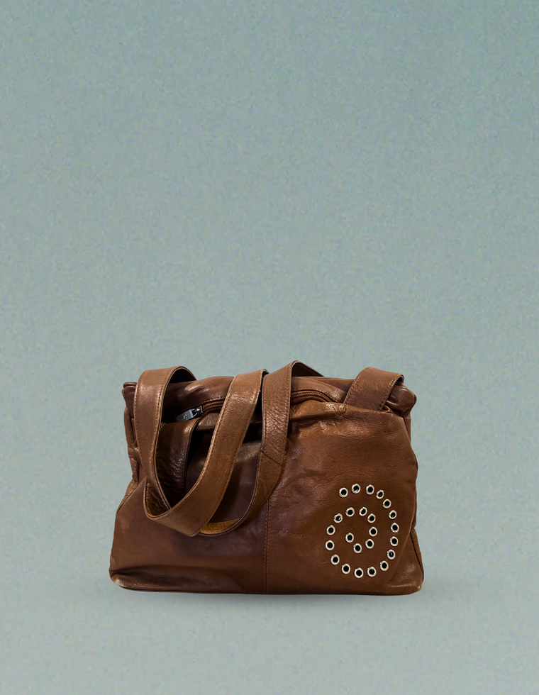 Spiral Stud Vintage Leather Bag / Piece 18