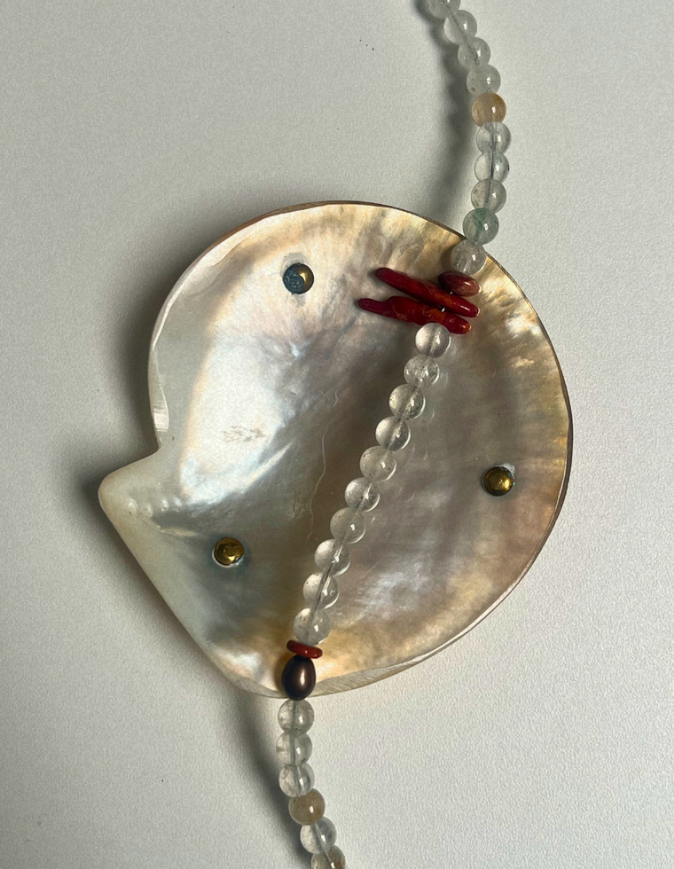 Fragment 12 - Green Beryl & Antique Coral Necklace