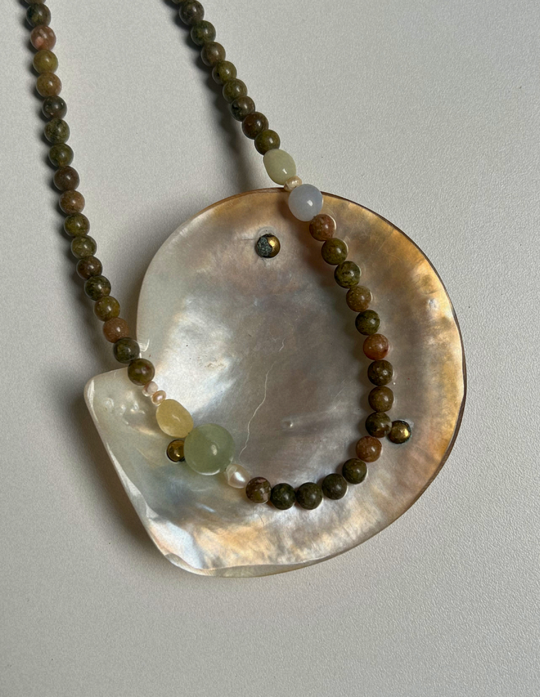 Tempera 20 - Unakite & Aventurine Necklace