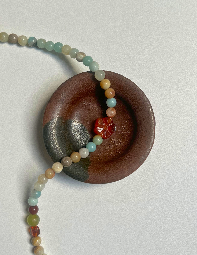 Commonplace 27 – Flower Amazonite & Carnelian Necklace