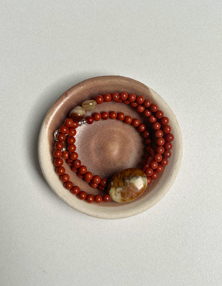 Fleur 12 - Red Jasper & Jade Necklace