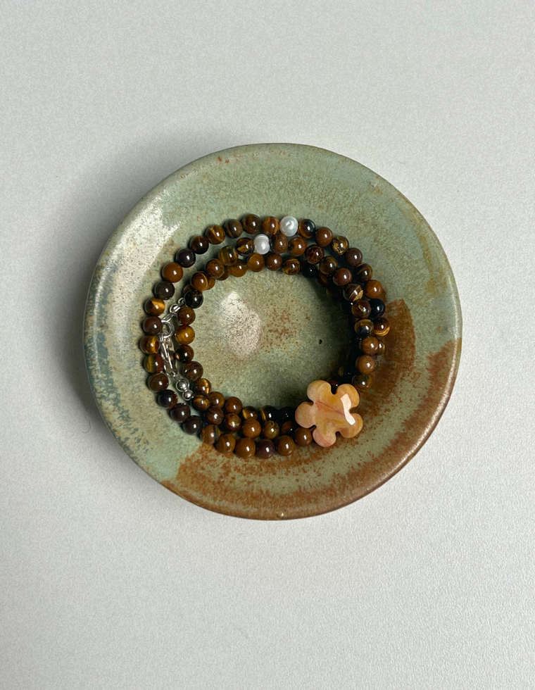 Fleur 5 - Tiger Eye & Agate Necklace