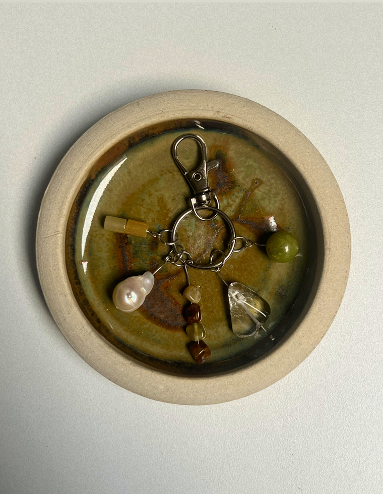 Orbit Charm – Yellow Aventurine & Freshwater Pearl