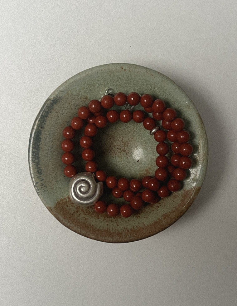 Unfurl 31 - Red Jasper Spiral Necklace