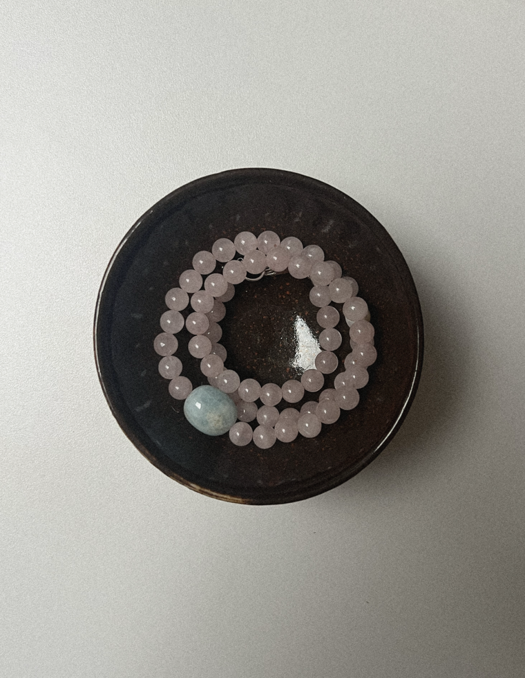 Mirethra - Rose Quartz & Beryl Necklace