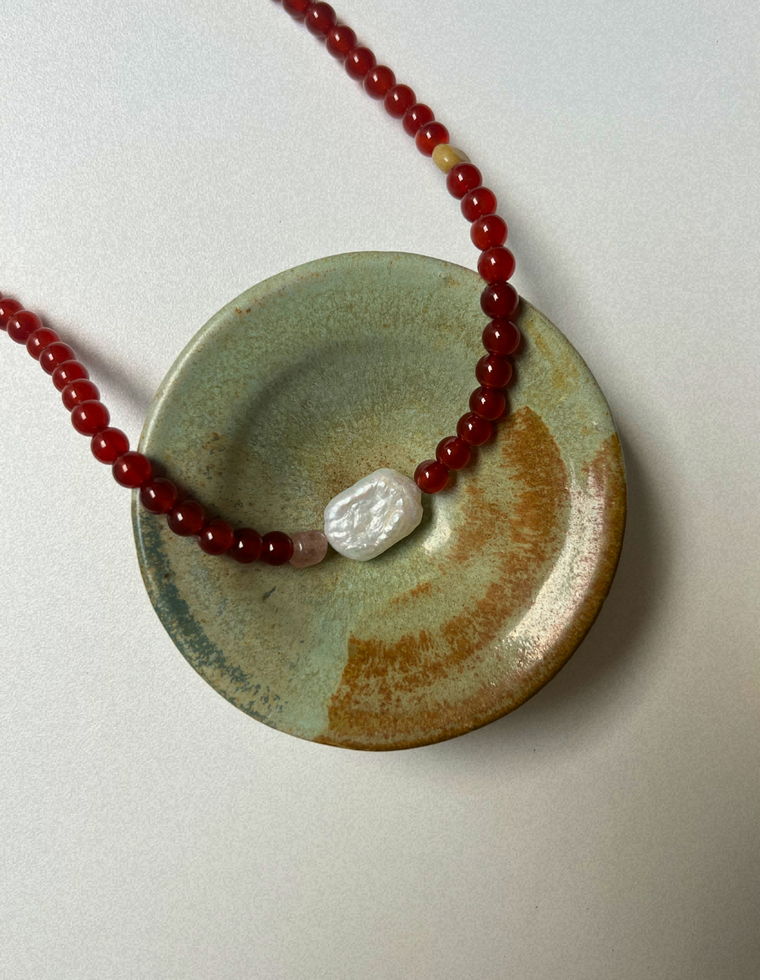 Groundwork 4  - Carnelian & Pearl Necklace