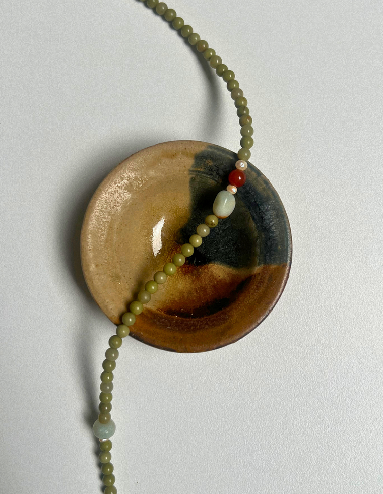 Levante 28 – Alashan Agate & Flower Amazonite Necklace