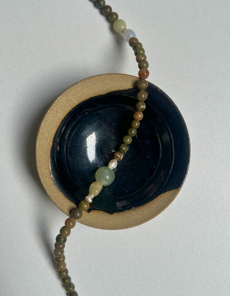 Tempera 20 - Unakite & Aventurine Necklace