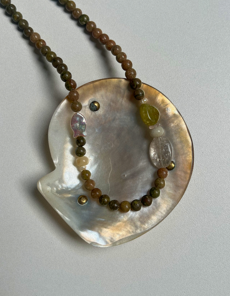 Tempera 19 - Unakite & Citrine Necklace