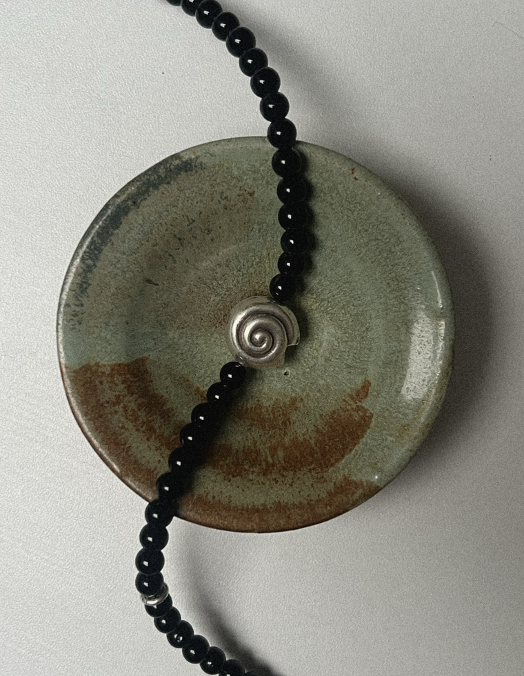 Unfurl 33 - Onyx Spiral Necklace