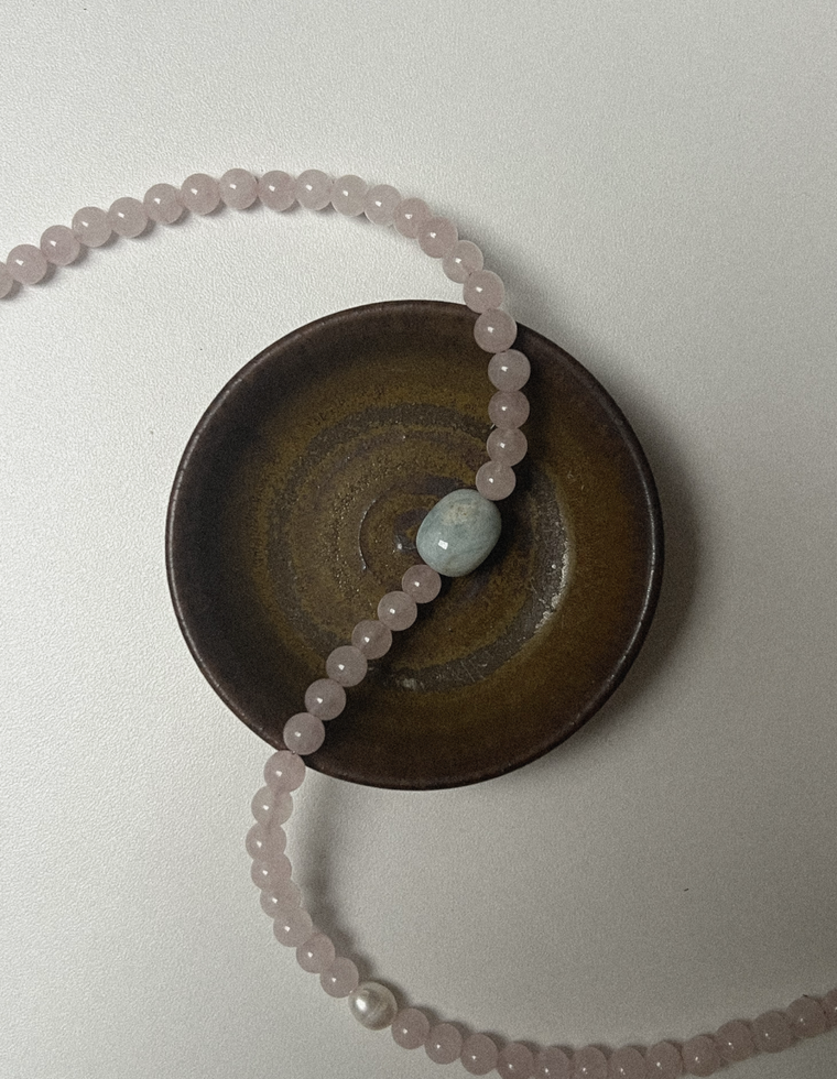 Mirethra - Rose Quartz & Beryl Necklace