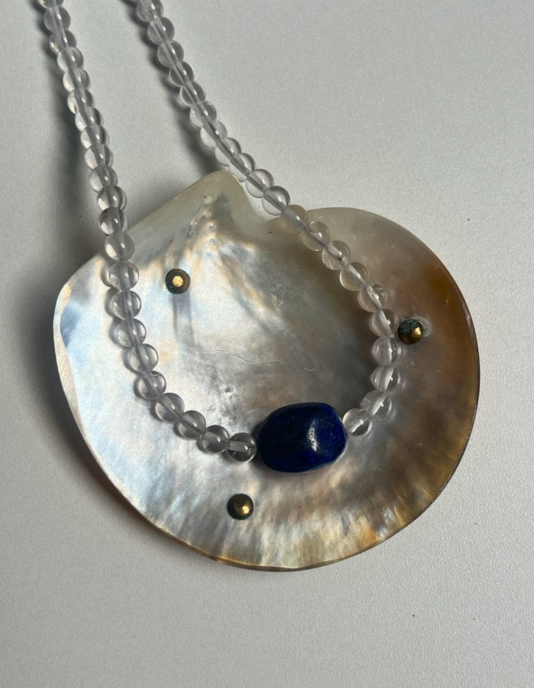 Sundial 18 - Clear Quartz & Lapis Lazuli Necklace