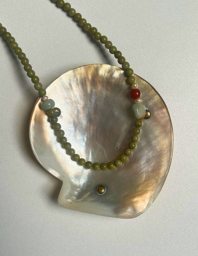 Levante 28 – Alashan Agate & Flower Amazonite Necklace