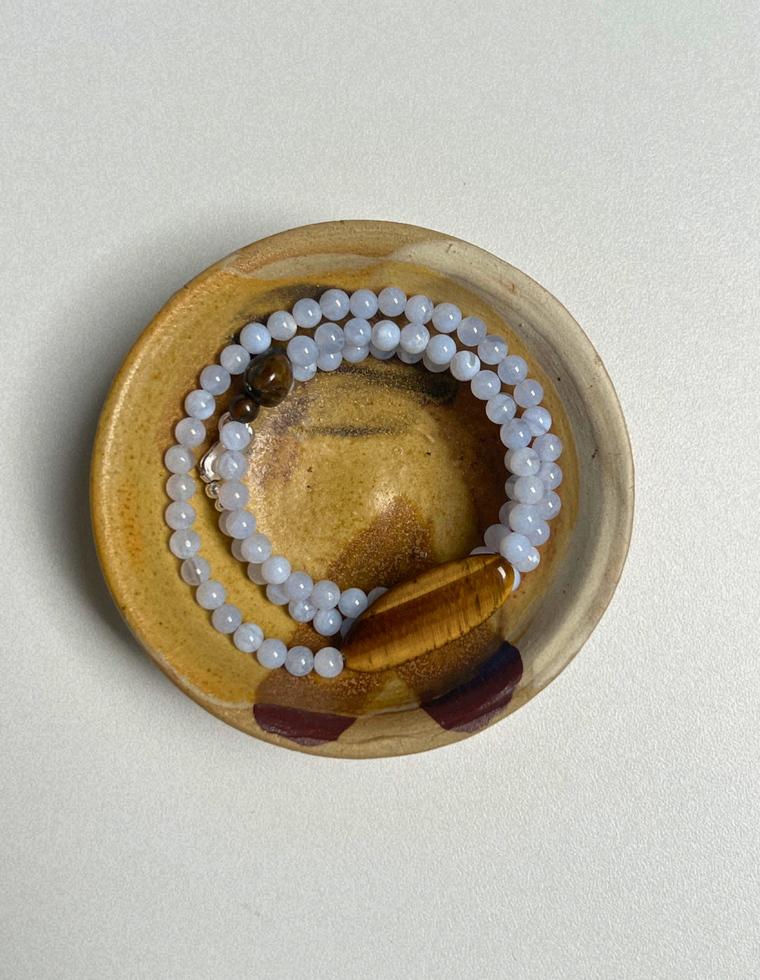 Fleur 13 - Blue Lace Agate & Tiger Eye Necklace
