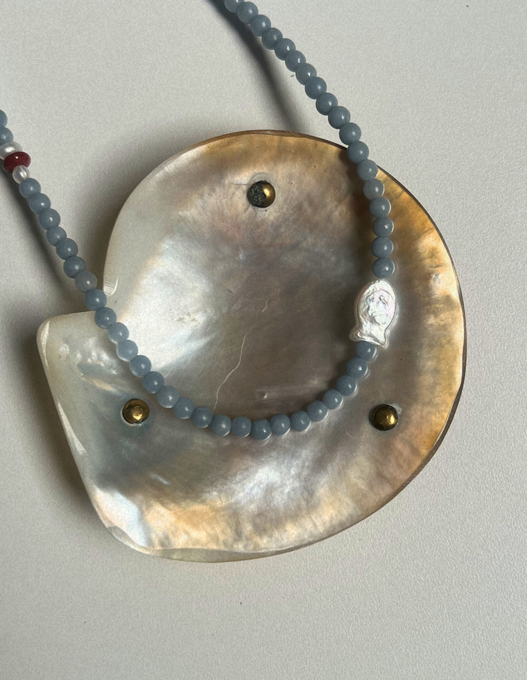 Fresco 18 - Angelite & Pearl Necklace
