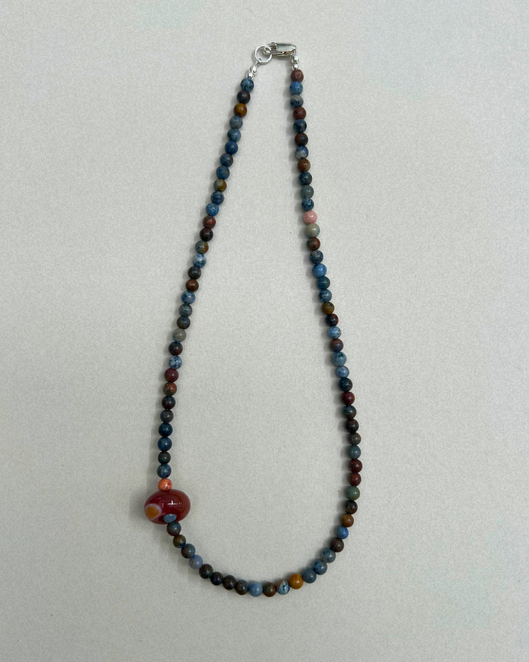Celadon 4: dumortierite and carnelian movement necklace, hand-strung by Palm of Feronia, photo 4