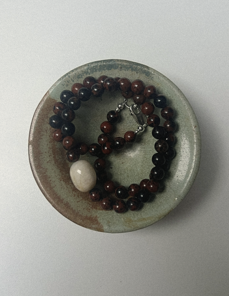 Settle Fifteen - Mahogany Obsidian & Beryl Necklace