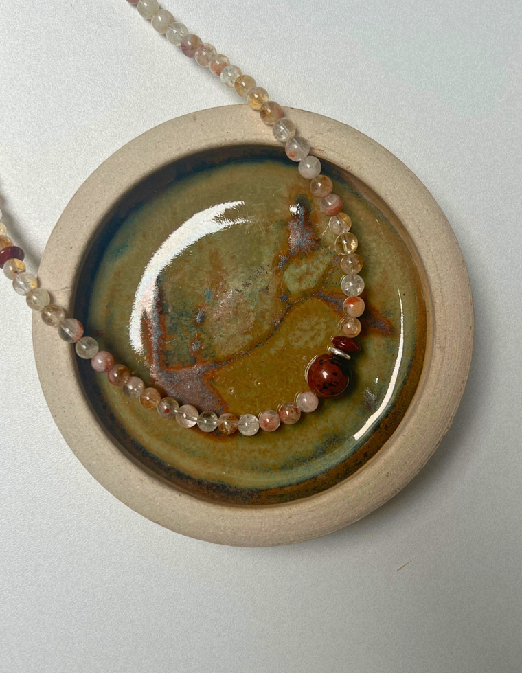 Earth Hold 6 - Quartz & Mahogany Obsidian Necklace