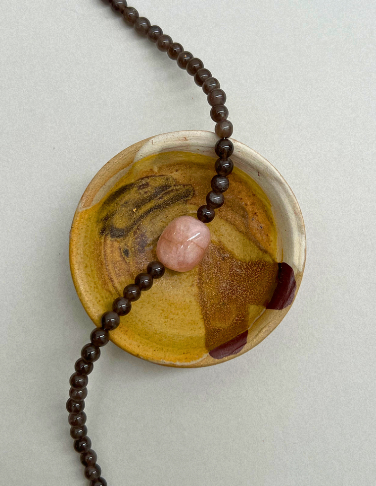 Cairn 33 – Smoky Quartz & Pink Beryl Necklace