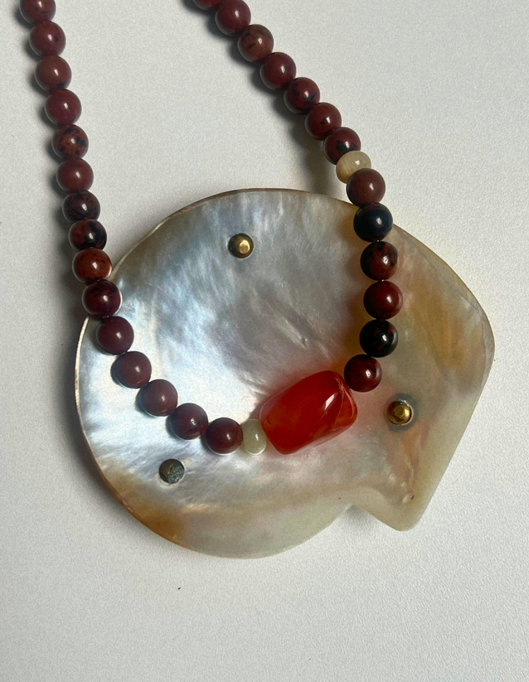 Commonplace 2 – Mahogany Obsidian & Carnelian Necklace