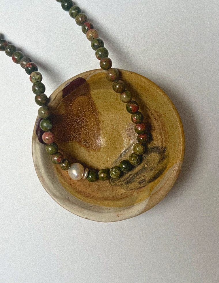Anchor Twelve - Unakite & Pearl Necklace