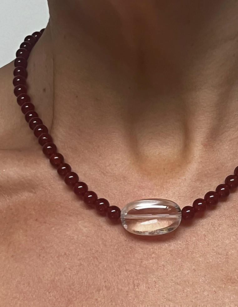 Alveris - Carnelian & Clear Quartz Necklace