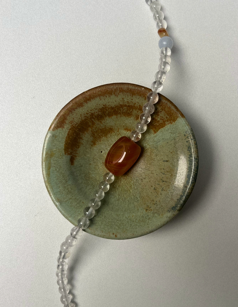 Centred 9 - Clear Quartz & Carnelian Necklace