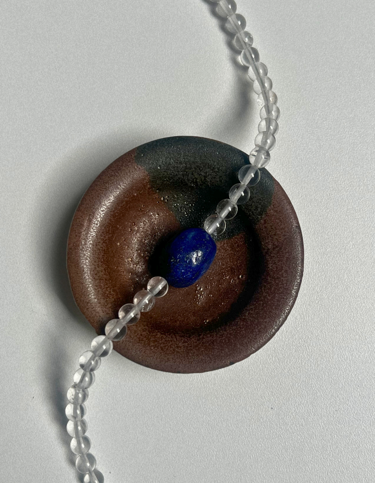 Sundial 18 - Clear Quartz & Lapis Lazuli Necklace