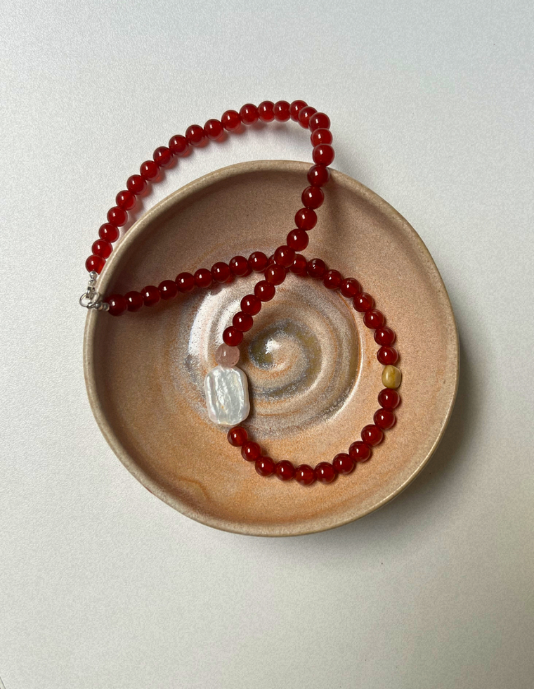Groundwork 4  - Carnelian & Pearl Necklace