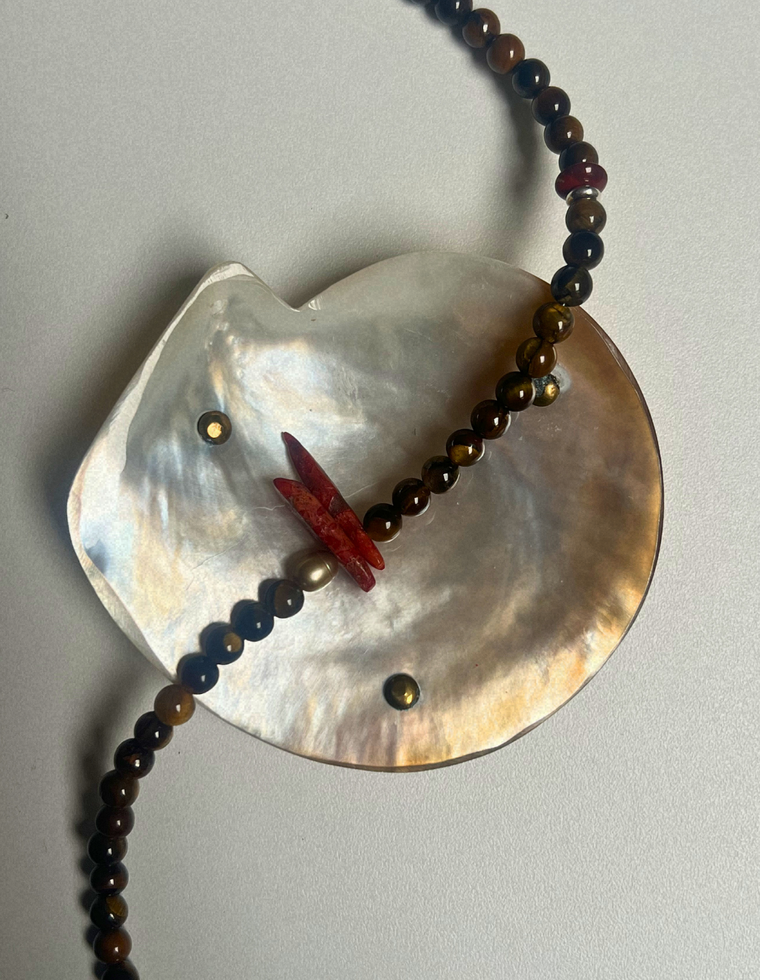 Fragment 13 - Tiger Eye & Antique Coral Necklace