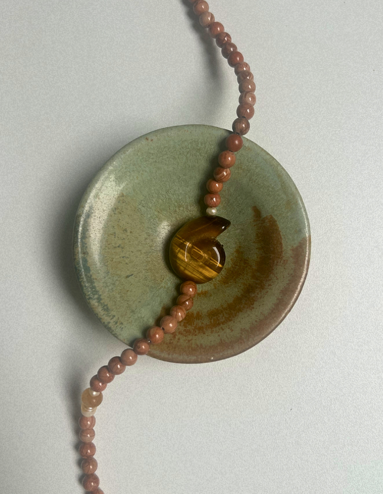 Trove 19 - Wood Lace Jasper Whorl Necklace