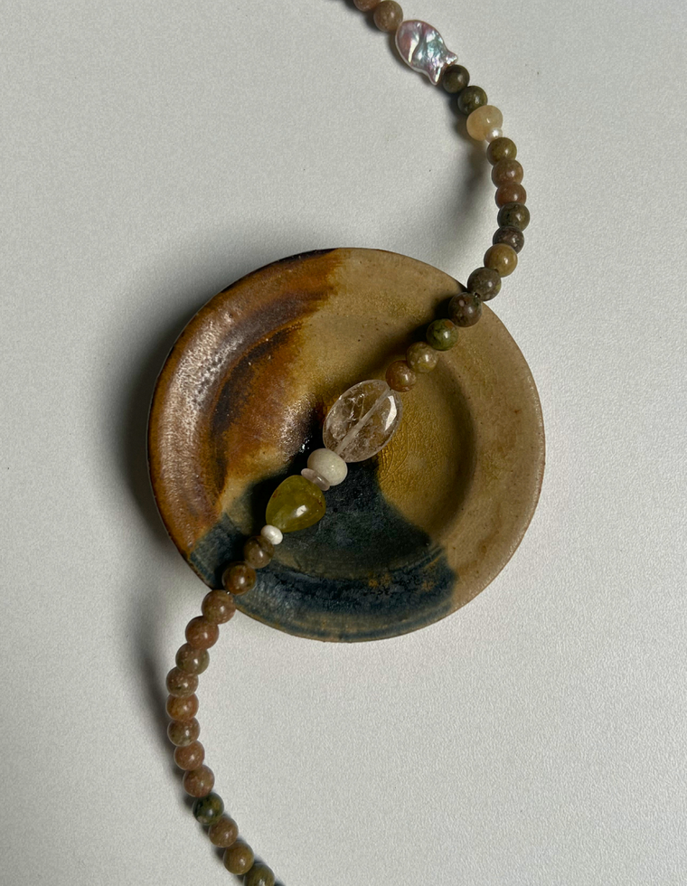 Tempera 19 - Unakite & Citrine Necklace