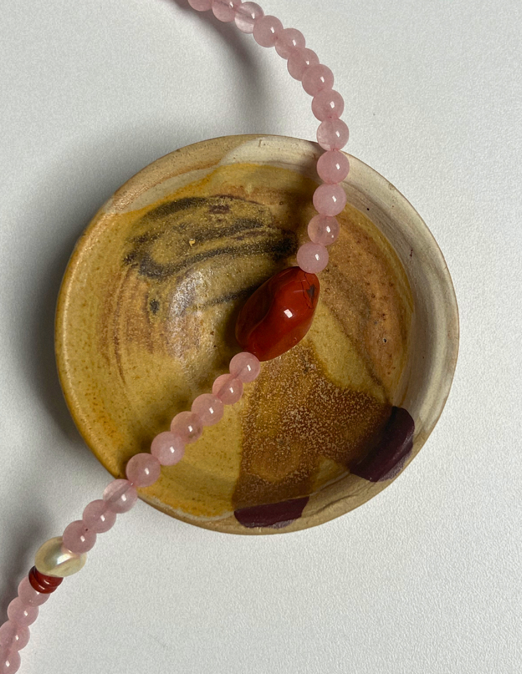 Fleur 16 - Rose Quartz & Red Jasper Necklace