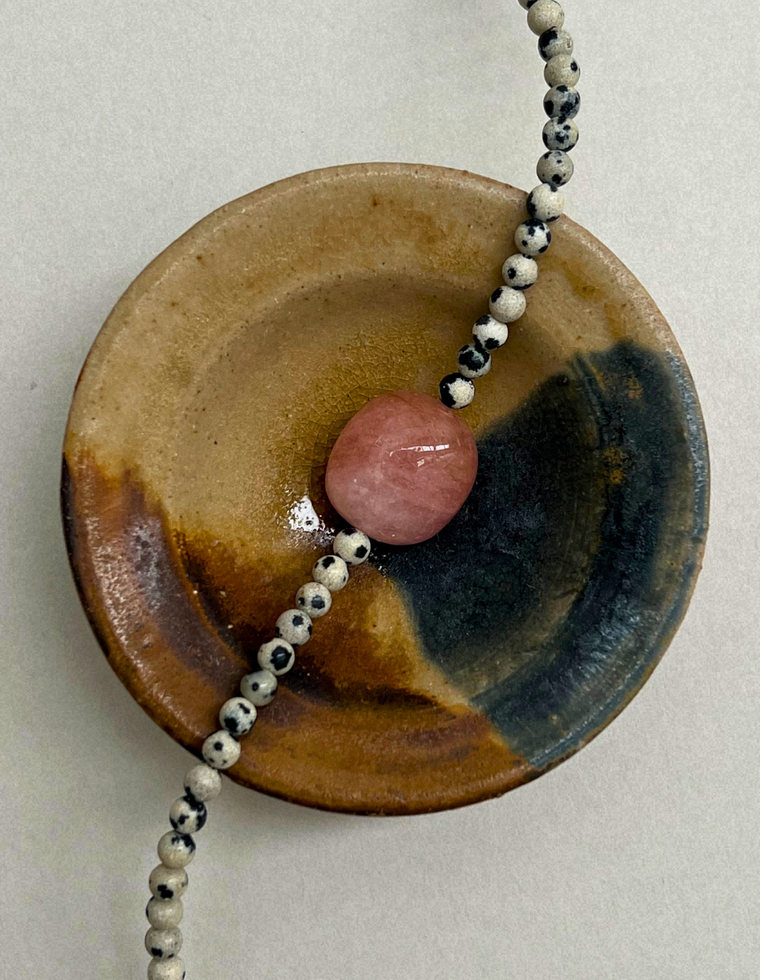Cairn 27 – Dalmatian Jasper & Pink Beryl Necklace