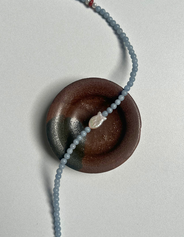 Fresco 18 - Angelite & Pearl Necklace